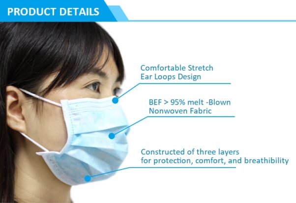 Facemask 3 Ply Earloop Masque Doctor Disposable Medical Face Mask